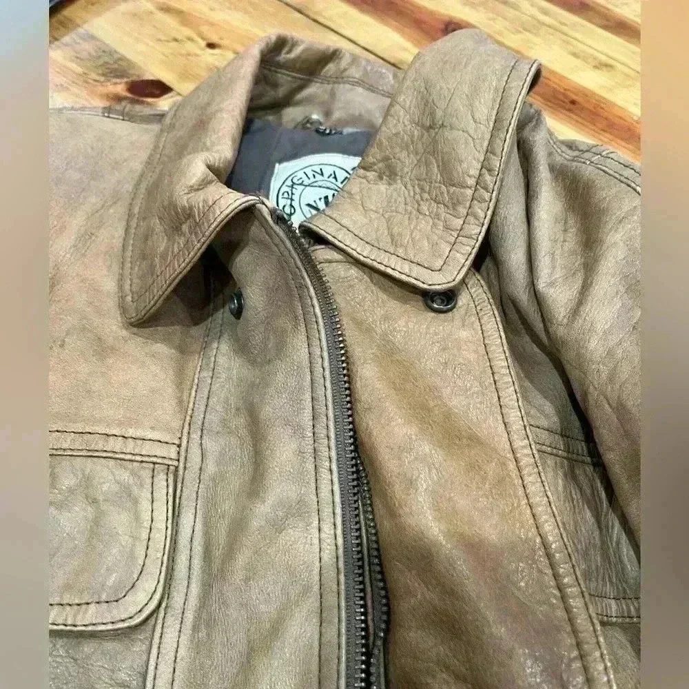 NZO New Zealand Outback brown Leather bomber jacket